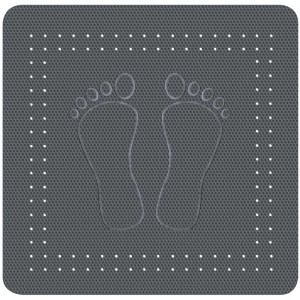 Kleine Wolke Duscheinlage Foot Schiefer, 55x55cm, mit Fußabdruck-Design für sicheren Halt in der Dusche.