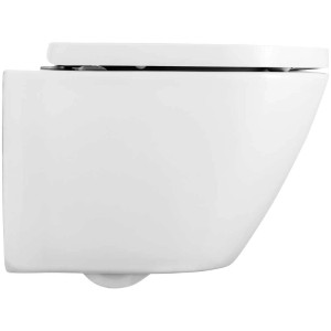 AquaSu Turas 2.0 set WC sospeso, bianco, senza brida con scarico a vortice, vista laterale.