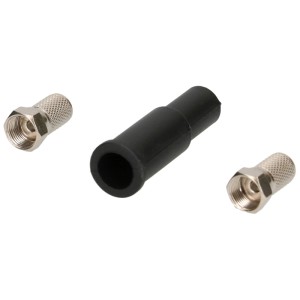 Set Schwaiger di connettori F con 2 connettori F e manicotto in gomma per connessione SAT.