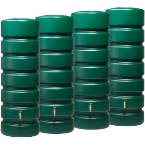 Garantia cisterna set serbatoio da giardino Classico, 4 barili da pioggia verde scuro da 650 l con rubinetto.