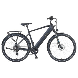 Bicicletta da trekking elettrica Prophete Entdecker 2.0 nera da uomo con telaio a diamante e pneumatici da 28 pollici.