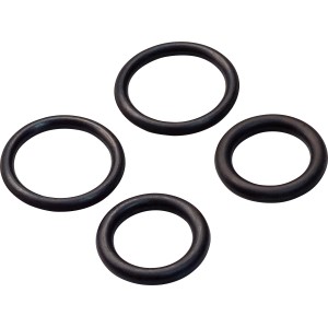 Set di O-ring per tubi da giardino, 4 guarnizioni in gomma nera per collegamenti affidabili.