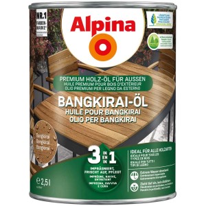Dose Alpina Bangkirai-Öl 2,5l für Holzpflege im Außenbereich, z.B. Gartenmöbel.