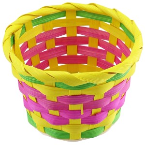 Cesto in bambù multicolore, 13x9,5 cm, ideale per decorazioni pasquali.