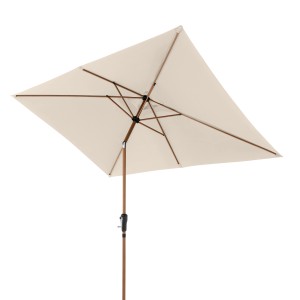 Doppler Ombrellone a manovella Life Wood, 300x200 cm, Naturale. Ombrellone rettangolare da balcone con effetto legno e manovella.