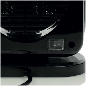 Dettaglio: Termoventilatore in ceramica nero Sonnenkönig Myros con interruttore.