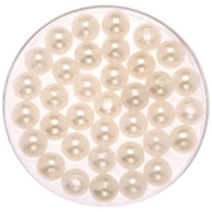 Dekoperlen perlweiss, 6 mm, 75 g, glänzend, mit Loch für Bastelarbeiten und Dekorationen.