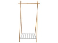 MSV Kleiderständer Bambus/MDF Weiss-Natur (HxBxT) 160,5 x 64 x 44 cm
