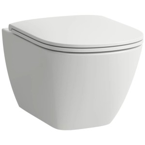 WC suspendu Laufen Lua blanc en céramique, sans bride. Design ovale, technologie Silent Flush.