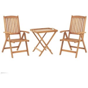 Beliani Ensemble bistro Java : Table pliante et 2 chaises en acacia marron clair. Idéal balcon et jardin.
