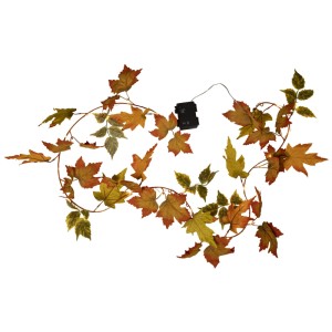 Ghirlanda LED Autumn Orange di Star Trading con foglie autunnali e luce bianca calda.