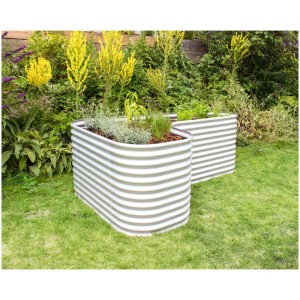 Estensione per aiuola rialzata Vitavia Curve, metallo argentato, 80x80 cm, in giardino.