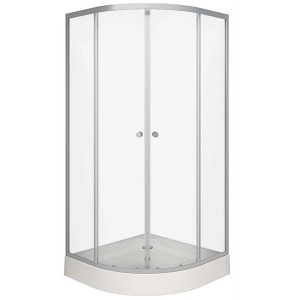 Douche en verre Silver Line, 200x90x90 cm, avec verre clair et cadre argenté. Cabine de douche ronde avec receveur.