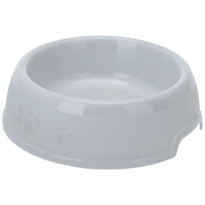 Gamelle pour chien en plastique clair, Ø 23cm, avec empreinte de patte. Convient pour la nourriture et l'eau.