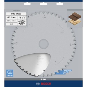 Lama per sega circolare Bosch Optiline Wood, 315mm, 48 denti per tagli precisi nel legno.