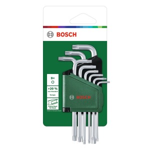 Bosch Torxschlüssel-Set, 9-teilig, lange Ausführung im grünen Halter.