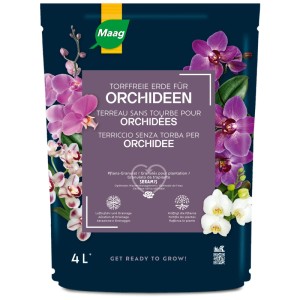 Maag Terriccio per Orchidee 4L, terriccio speciale senza torba con Seramis per una crescita sana e fioriture rigogliose.