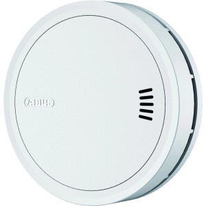 Détecteur de fumée Abus Prefira Connect rond, blanc, avec fentes d'aération pour la protection incendie.