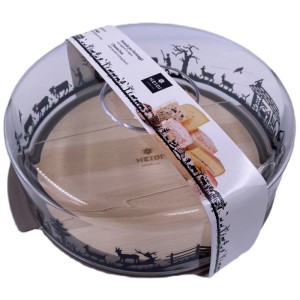 Heidi Cheese Line Portaformaggio Alpes, trasparente, con tagliere in legno e decoro alpino.