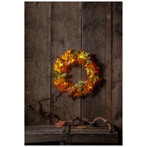 Ghirlanda LED Star Trading Autumn Amber, Ø 45cm, con luci bianco caldo, decorazione autunnale per interni ed esterni.