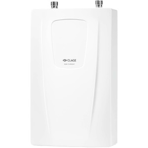 Chauffe-eau instantané compact Clage CDX-11U 11 kW blanc pour raccordement fixe.