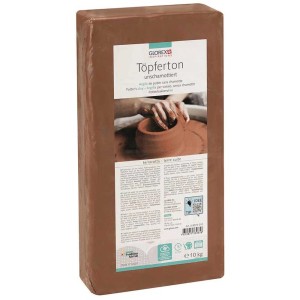 10 kg d'argile de poterie terracotta non chamottée, idéale pour le tournage.