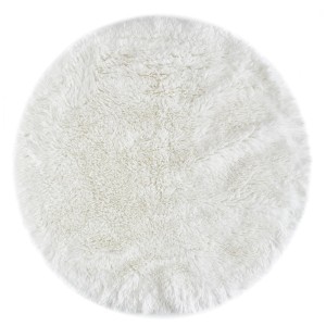 Tappeto rotondo Andiamo Alpa bianco con pelo morbido, diametro 80 cm.