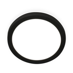 Plafonnier LED Briloner Kada noir, plat et rond, Ø 19,2 cm.