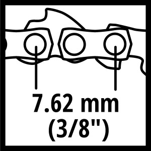 Gros plan chaîne de rechange Einhell : pas de chaîne de 7,62 mm (3/8 pouce) pour accessoires de tronçonneuse.
