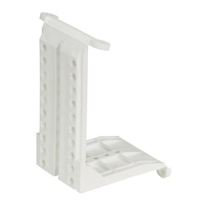 Adattatore Hettich in plastica bianca per tetto spiovente per ferramenta per porte scorrevoli.
