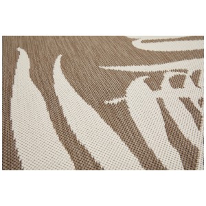 Tappeto da esterno Andiamo Reno beige-taupe con motivo a foglie di palma, 120x160 cm.