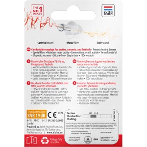 Protections auditives Alpine PartyPlug, réutilisables avec filtre pour se protéger de la musique forte.