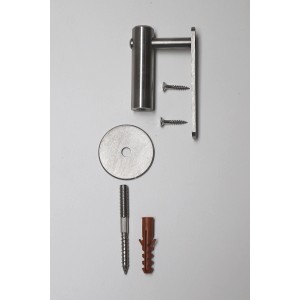 Support de main courante rond V2A avec matériel de fixation pour main courante.