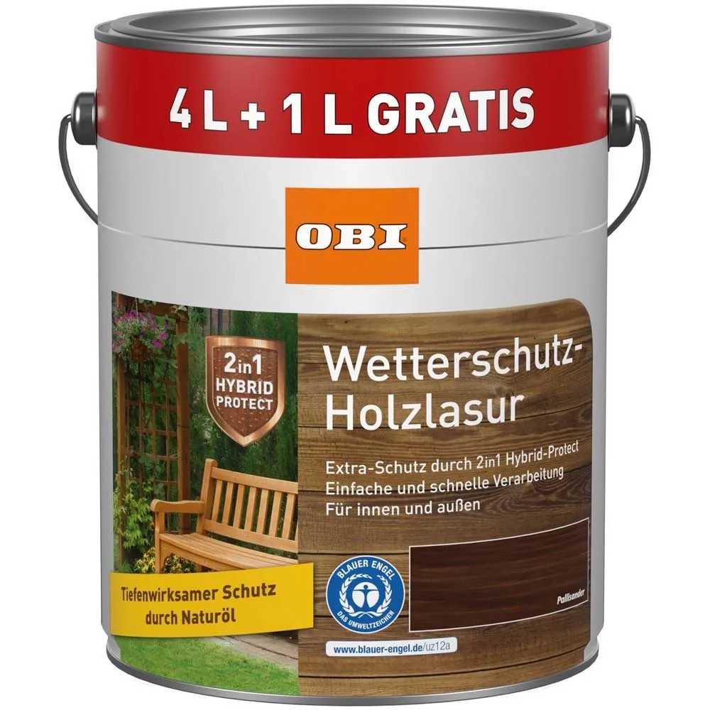 OBI Wetterschutz Holzlasur 2in1 Palisander 5 l