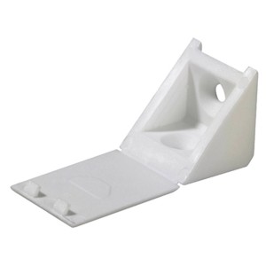 Connettore angolare universale Hettich in plastica bianca, 23x23x24 mm, per avvitare.