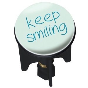 Wenko tappo lavandino Pluggy Keep Smiling con scritta divertente.