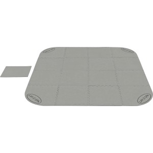 Tapis de protection de sol Bestway Lay-Z-Spa, plastique gris, composé de plusieurs parties.