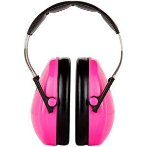 Casque antibruit enfant 3M Peltor™ Kid Pink : rose avec bordure noire.