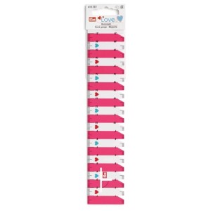 Prym Love hand gauge, strumento di misura in plastica rosa per progetti di cucito con scala centimetrica.