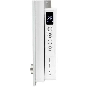 Stufa a infrarossi Emerio 720W con display digitale e telecomando.
