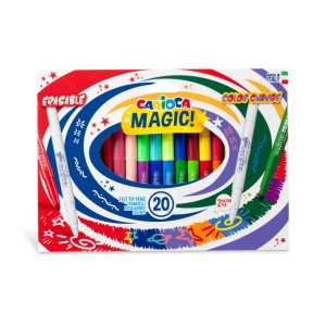 Carioca Magic Fasermaler, 20 Stk., mit Farbwechseleffekt und Erasable-Stift für kreativen Malspaß.
