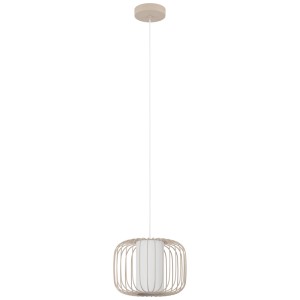 Lampada a sospensione beige Eglo Terrarossa con paralume in tessuto e struttura in acciaio, Ø 28,5 cm.