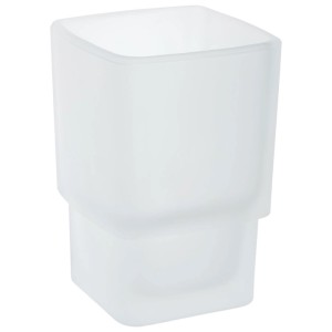 Verre à dents Diaqua Quinto, verre dépoli, carré, 10x6,8x6,8cm. Accessoire de salle de bain.