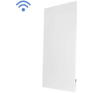 Chauffage infrarouge blanc Emerio 720 W avec télécommande pour montage mural.