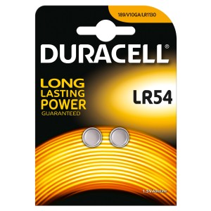 Batterie a bottone alcaline Duracell LR54, 1,5 V, per orologi e dispositivi.