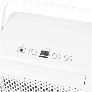Déshumidificateur Emerio 10L blanc avec écran digital et commandes.