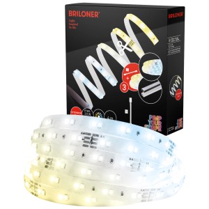 Kit d'extension de ruban LED Briloner, 4m, avec lumière blanche froide et chaude.
