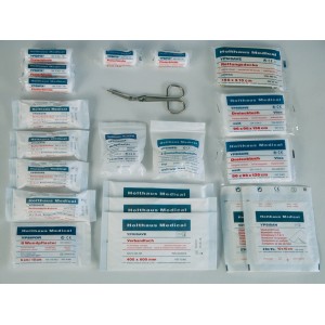 Kit di pronto soccorso auto Monza da 37 pezzi: Set di pronto soccorso con forbici, bende, cerotti e guanti.