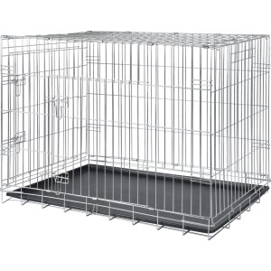 Trasportino Trixie, 109x79x71 cm, zincato, con 2 porte e vaschetta in plastica per cani.