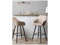 Beliani Barhocker Darien Stoff Beige 2 Stk.